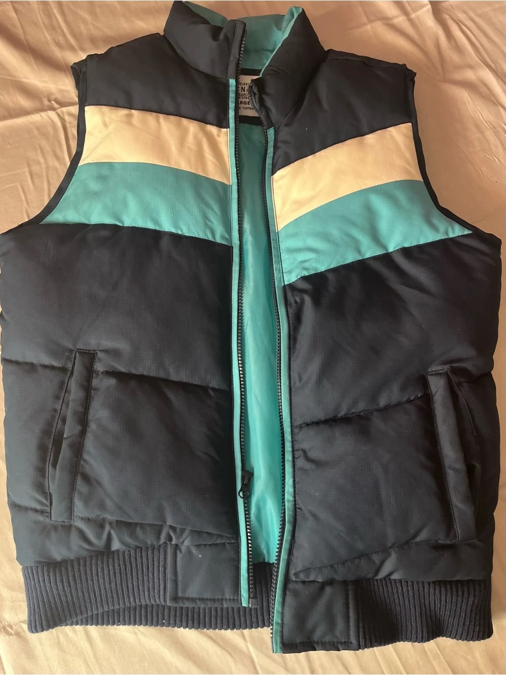 Unisex Colorblock Puffer Vest - Teal & Navy